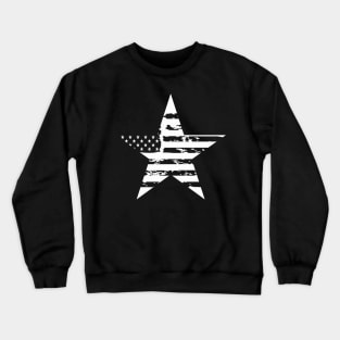 Distressed USA White Star Crewneck Sweatshirt